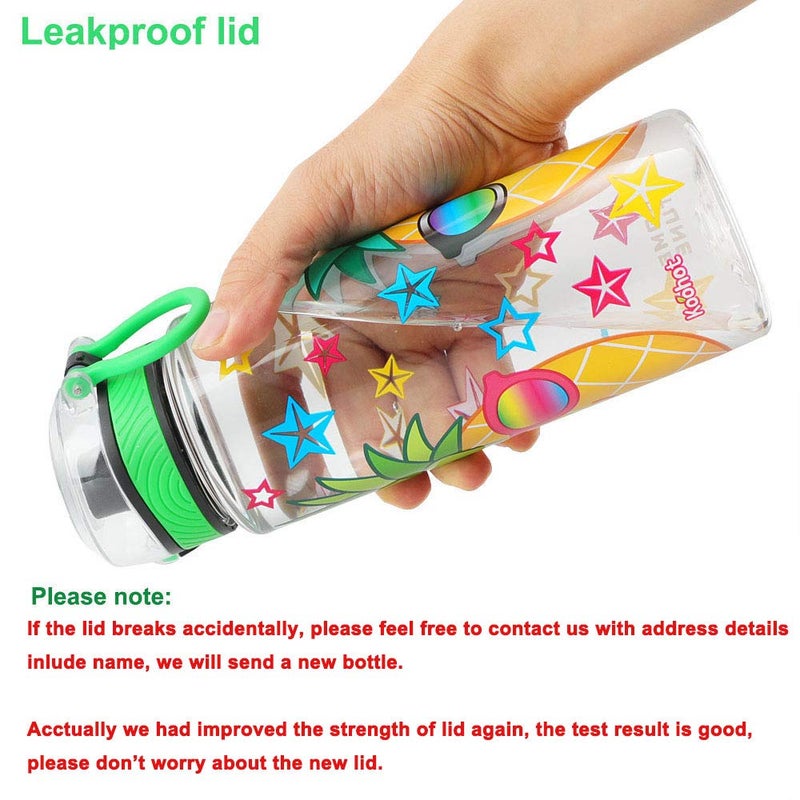 Home Tune Cute Water Bottle for School Kids Girls, BPA FREE Tritan & Leak Proof & Easy Clean & Carry Handle, 23oz/ 680ml - Pineapple - Image 4